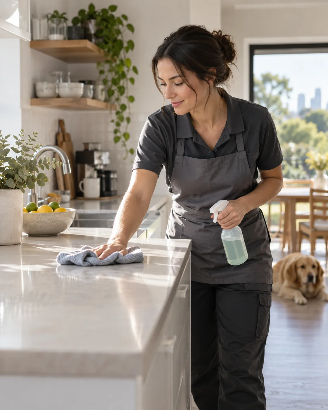 Illustrative photograph showing work in cleaning