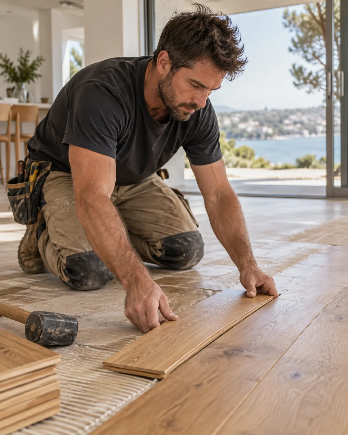 Illustrative photograph showing work in flooring