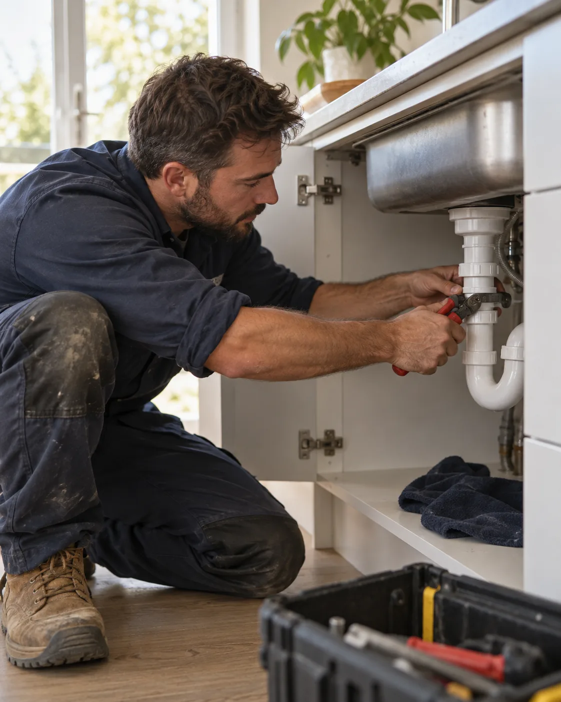 Illustrative photograph showing work in plumbers